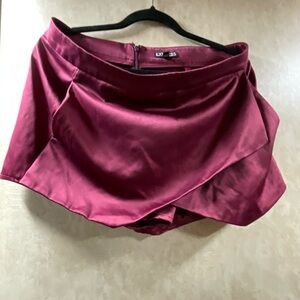 Express Burgundy Satin Skort